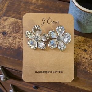 J. Crew Metallic Floral Earrings
